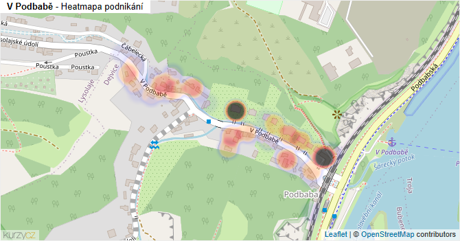 V Podbabě - mapa podnikání