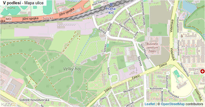 V podlesí - mapa ulice