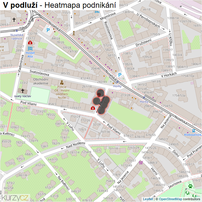 Mapa V podluží - Firmy v ulici.