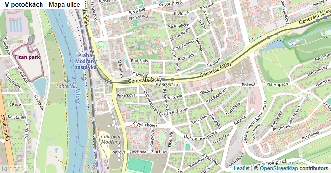V potočkách - mapa ulice