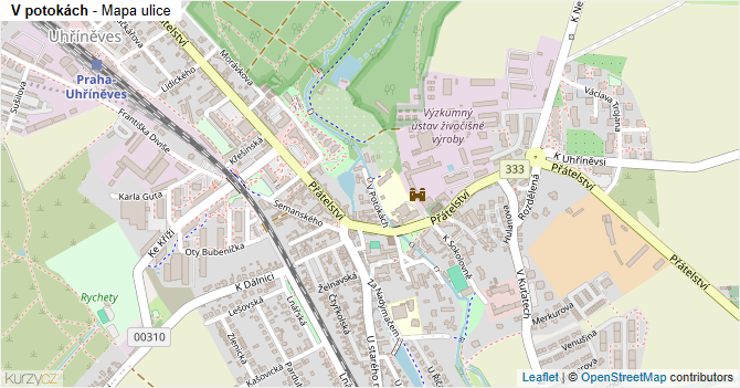 V potokách - mapa ulice