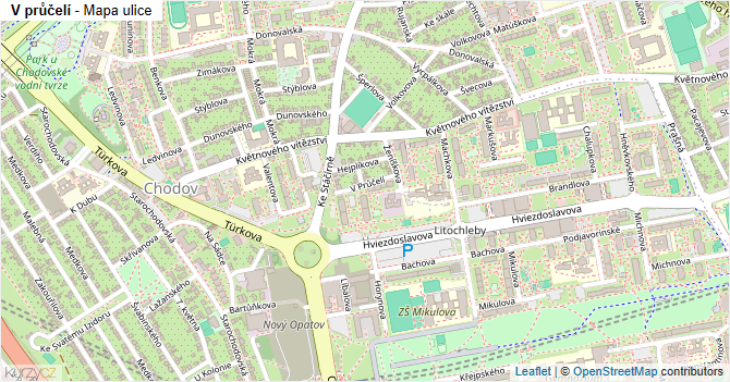 V průčelí - mapa ulice
