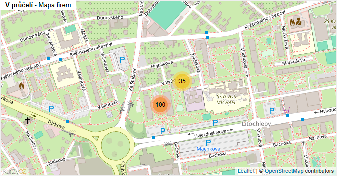 V průčelí - mapa firem