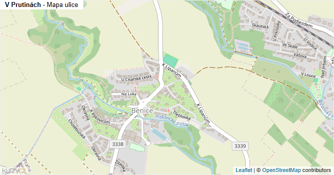 V Prutinách - mapa ulice