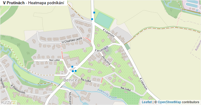 V Prutinách - mapa podnikání