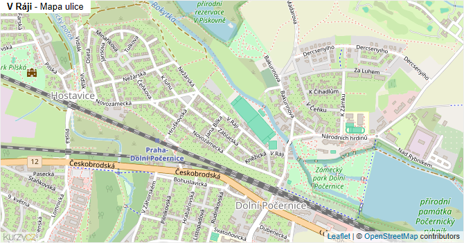 V Ráji - mapa ulice