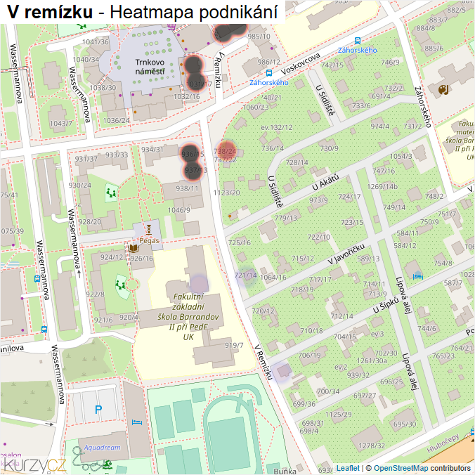 Mapa V remízku - Firmy v ulici.