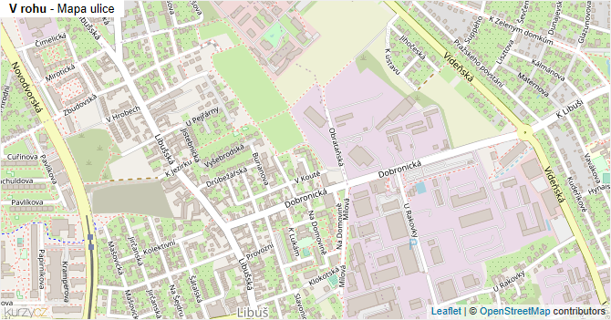 V rohu - mapa ulice