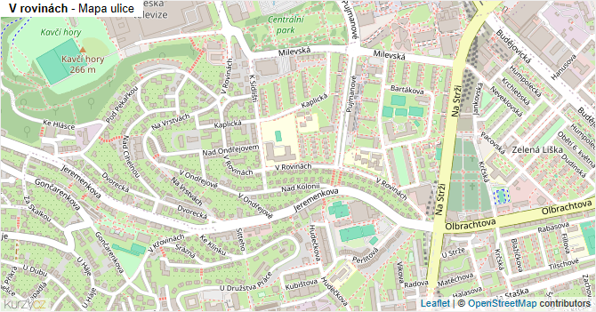 V rovinách - mapa ulice