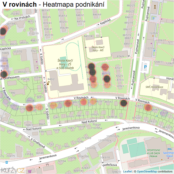 Mapa V rovinách - Firmy v ulici.