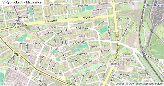 V Rybníčkách - mapa ulice