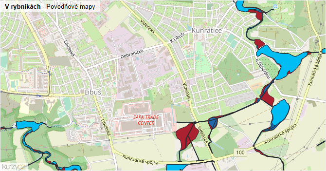 V rybníkách - záplavové mapy stoleté vody