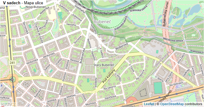 V sadech - mapa ulice