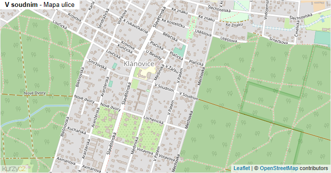 V soudním - mapa ulice