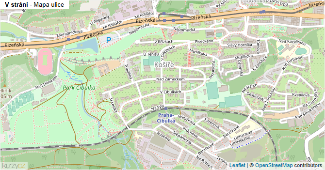 V stráni - mapa ulice