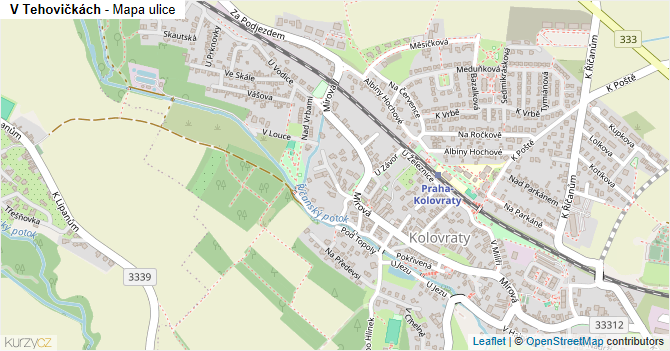 V Tehovičkách - mapa ulice