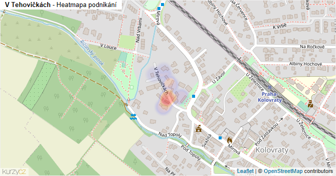 V Tehovičkách - mapa podnikání
