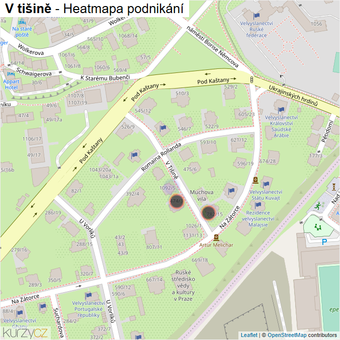 Mapa V tišině - Firmy v ulici.