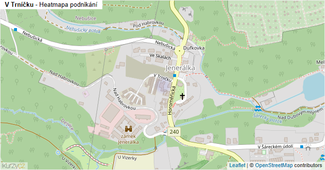 V Trníčku - mapa podnikání