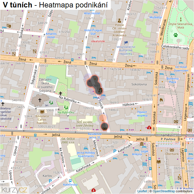 Mapa V tůních - Firmy v ulici.