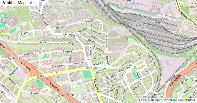 V úhlu - mapa ulice