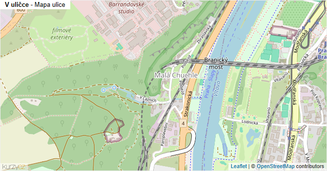 V uličce - mapa ulice