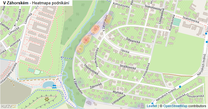V Záhorském - mapa podnikání