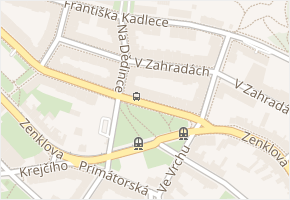 V zahradách v obci Praha - mapa ulice