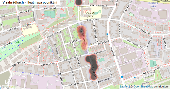 V zahrádkách - mapa podnikání