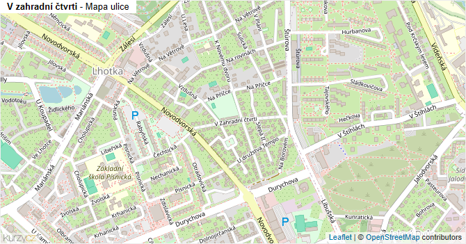 V zahradní čtvrti - mapa ulice