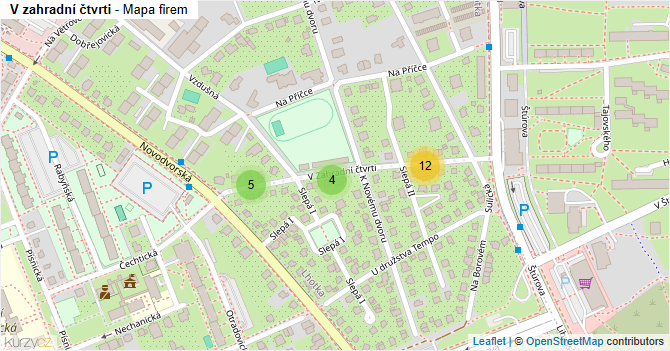 V zahradní čtvrti - mapa firem