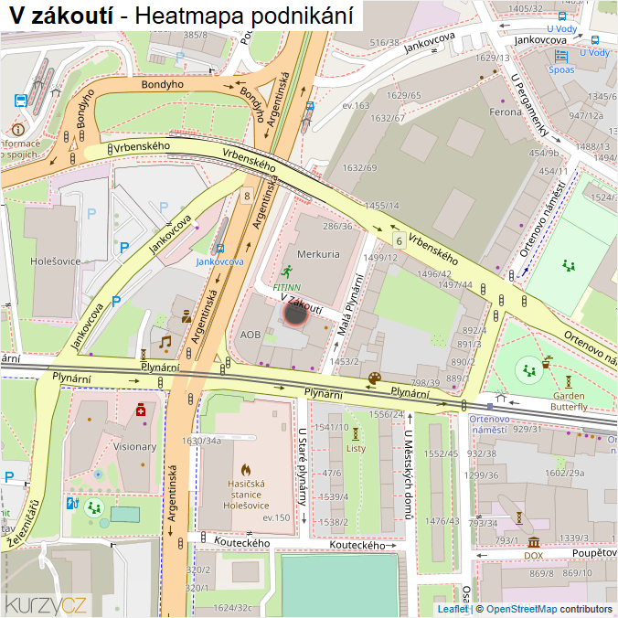 Mapa V zákoutí - Firmy v ulici.