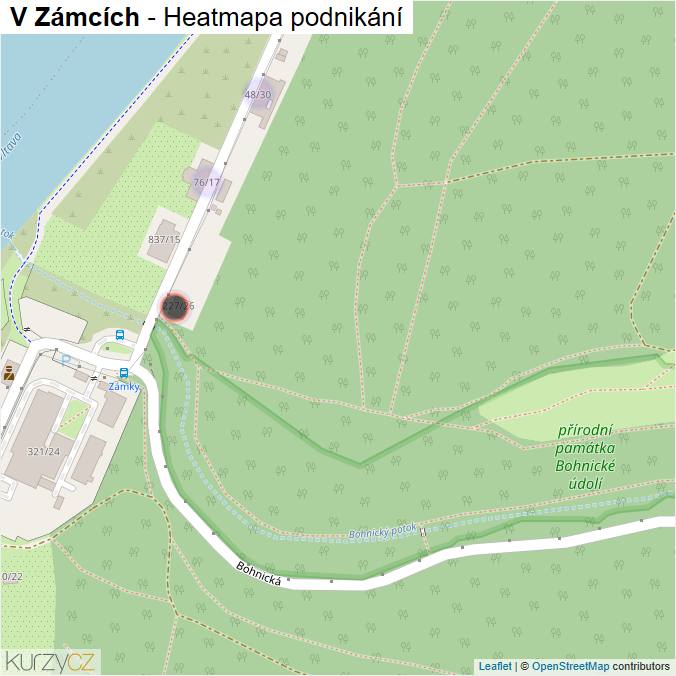 Mapa V Zámcích - Firmy v ulici.
