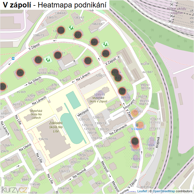 Mapa V zápolí - Firmy v ulici.