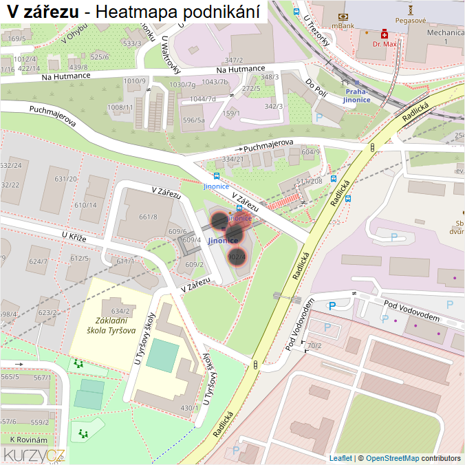 Mapa V zářezu - Firmy v ulici.