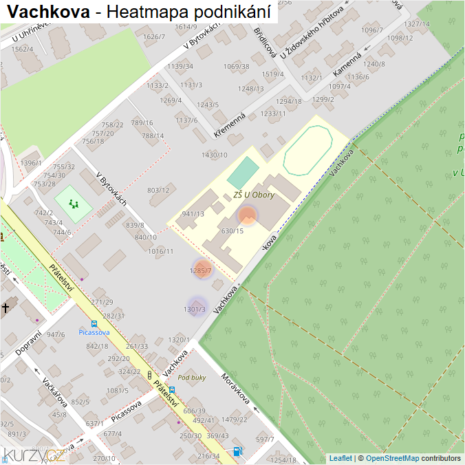 Mapa Vachkova - Firmy v ulici.
