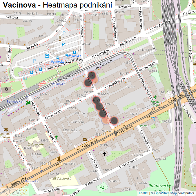 Mapa Vacínova - Firmy v ulici.
