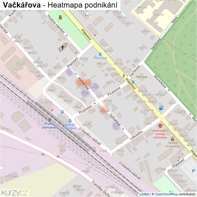 Mapa Vačkářova - Firmy v ulici.