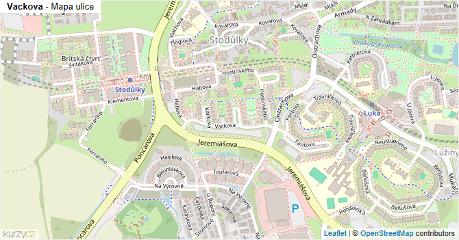 Vackova - mapa ulice