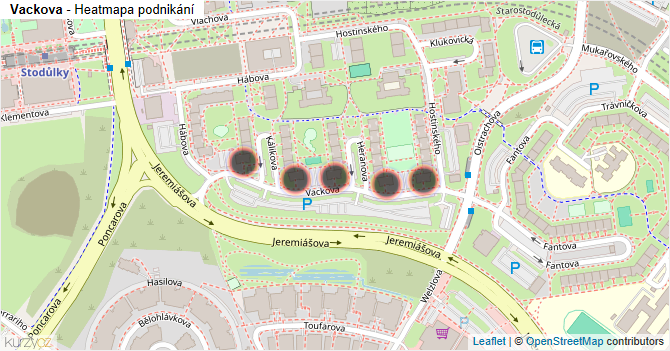 Vackova - mapa podnikání