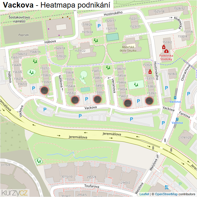 Mapa Vackova - Firmy v ulici.