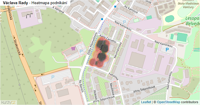 Václava Rady - mapa podnikání