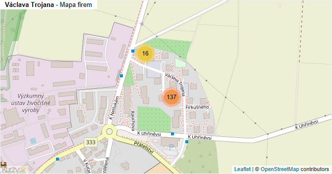 Václava Trojana - mapa firem