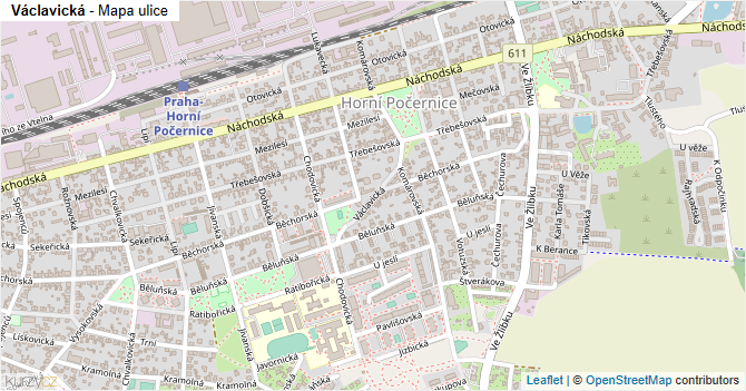 Václavická - mapa ulice