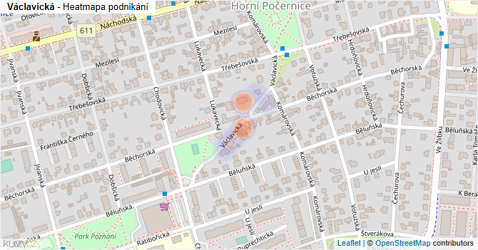 Václavická - mapa podnikání