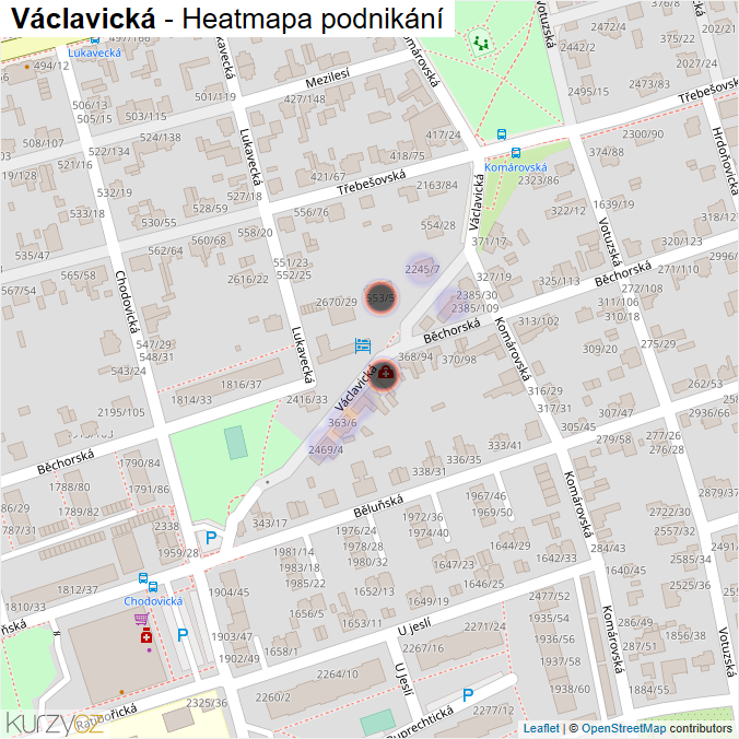 Mapa Václavická - Firmy v ulici.