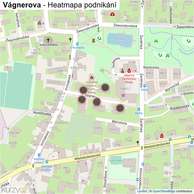 Mapa Vágnerova - Firmy v ulici.