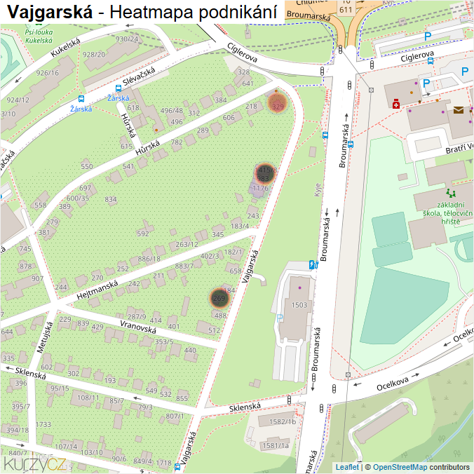 Mapa Vajgarská - Firmy v ulici.
