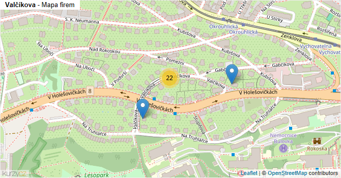 Valčíkova - mapa firem