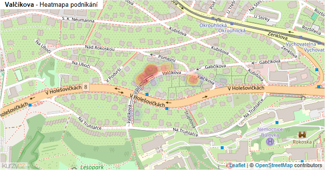 Valčíkova - mapa podnikání